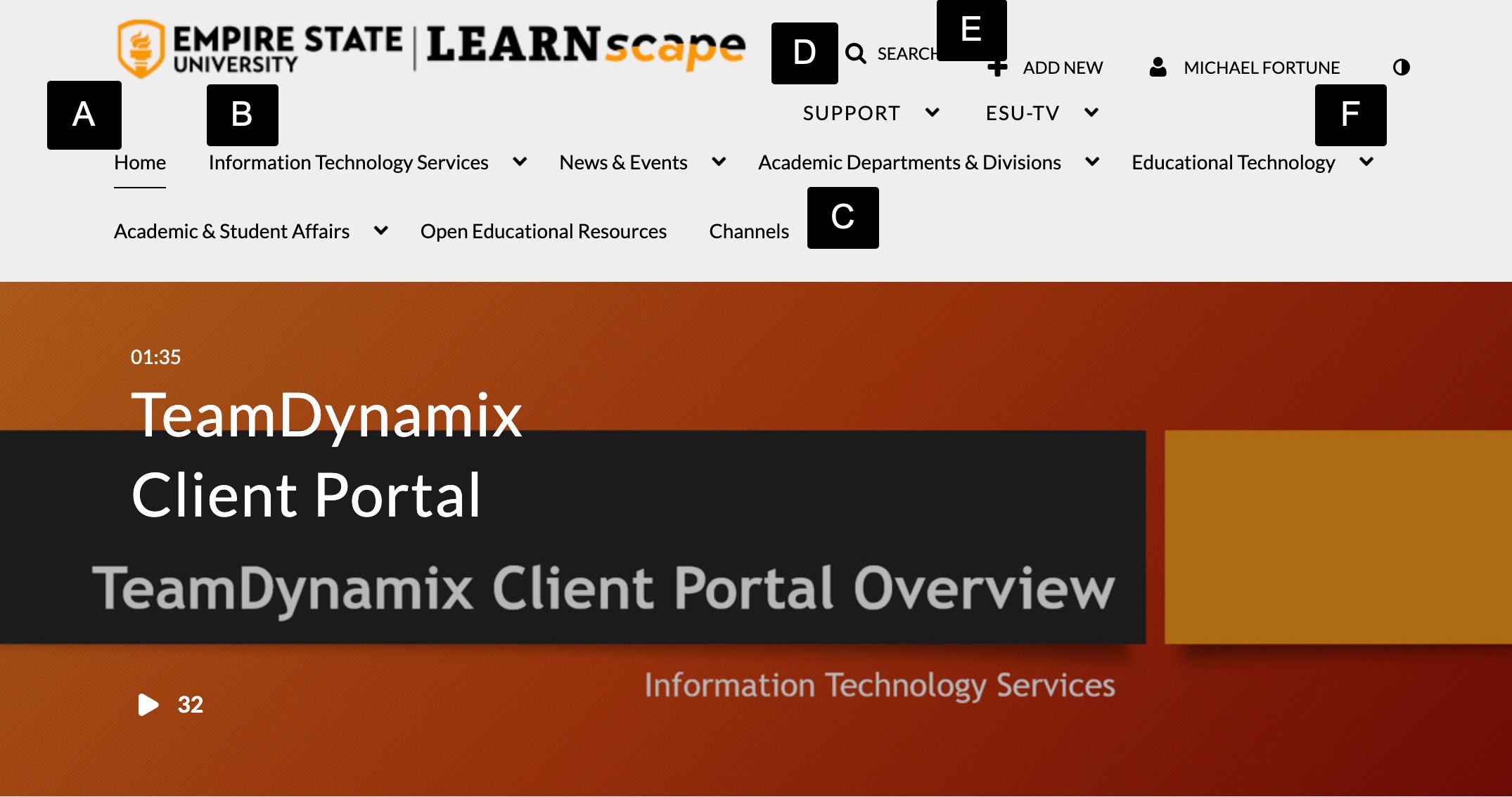 Home page geatures of learn.sunyempire.edu